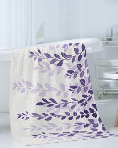 Smile Sunflower 3-Piece Bath Towel Set - Gradient Purple Linen Texture