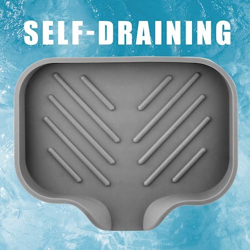 Hordion 1Pcs Grey Silica Gel Self Draining Soap Tray