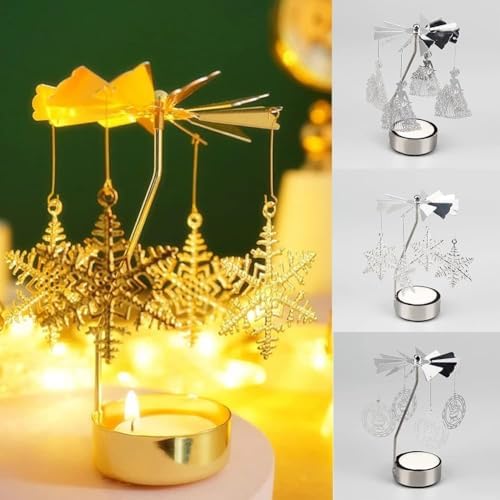 Rotary Candle Holder with Tray - Silver Spinning Fairy