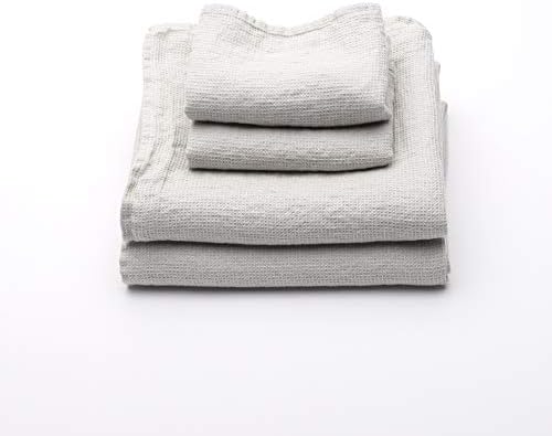 LinenMe 05373 Waffle Washed Linen Towel Set Silver
