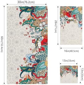 Smile Sunflower 3 Pcs Bath Towel Set - Boho Floral Linen Towels