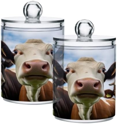 YETTASBIN Clear Apothecary Jars 2 Pack 14 oz Cotton Swab Holder