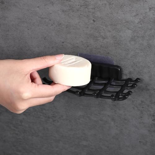 2 Pcs Black Soap Bar Holder with Hooks No Drilling
