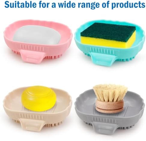 Mabnuby Silicone Sea Shell Soap Dish with Brush and 25 Slope