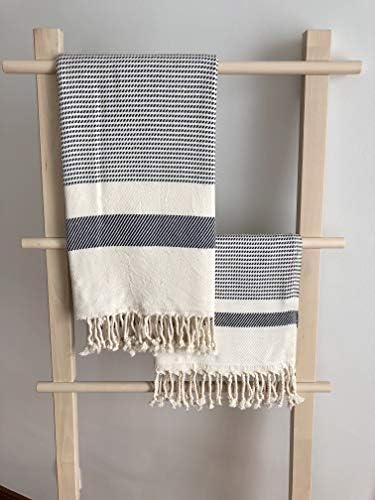 OliveLinen Pixel Turkish Towel Set