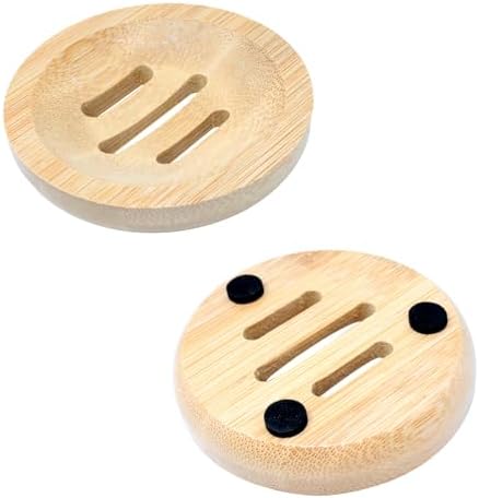 Yueton 2PCS Bamboo Wood Soap Dishes for Bathroom and Kitchen 1