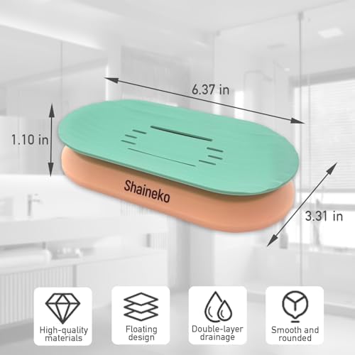 Shaineko Floating Soap Holder - Green Pink Double Layer Drainage