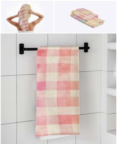 Shine-Home Purple Pink Plaid Towel Set