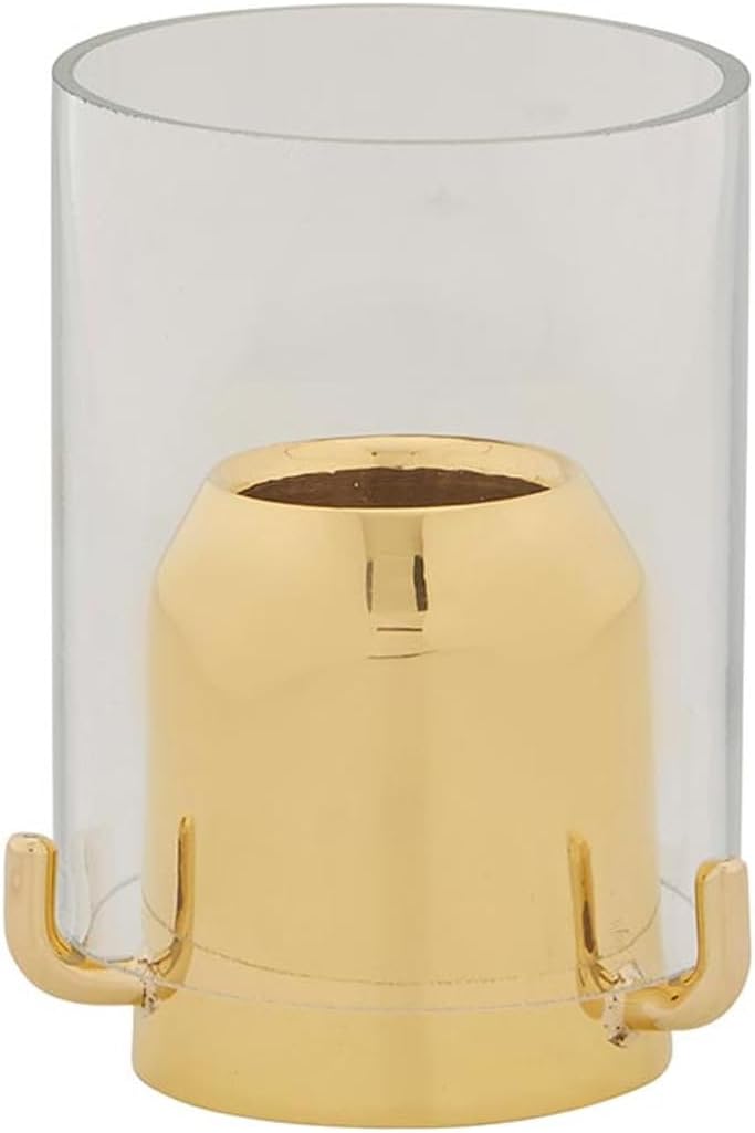 Brass Tone Candle Holder with Glass Shield