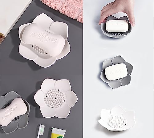 AKOAK Non-Slip Silicone Soap Dish with Lotus Design