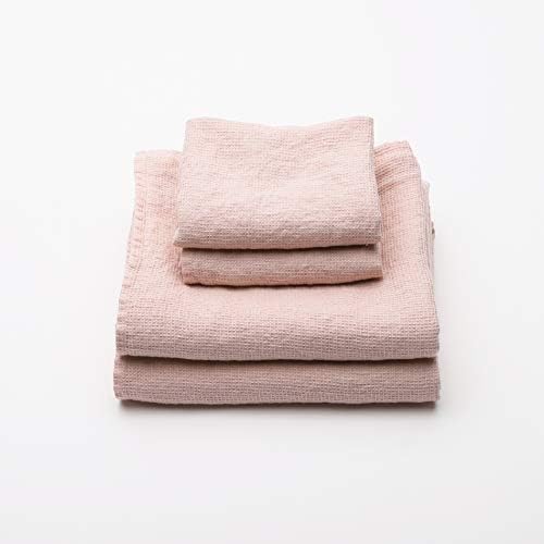 LinenMe 05512 Waffle Washed Linen Towel Set Rosa
