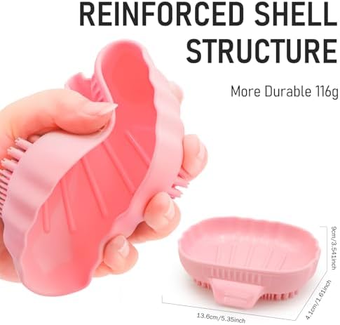 Mabnuby Silicone Sea Shell Soap Dish with Brush and 25 Slope