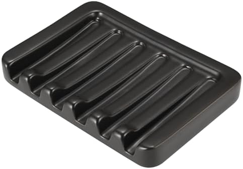 Vonpri Self Draining Soap Dish Ceramic Holder for Shower and Bathroom