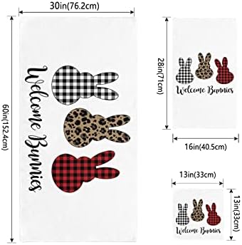 ZOE GARDEN Plaid Easter Bunny Bathroom Towel Set