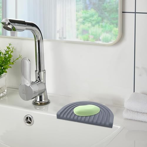 CAROYINO U-Shaped Silicone Soap Dish for Shower and Kitchen