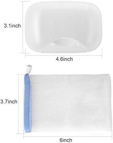 Anwenk 2Pack Travel Soap Dish with Foaming Bag and Secure Latch