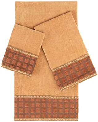 Sherry Kline Checky Gold 3-Piece Decorative Towel Set