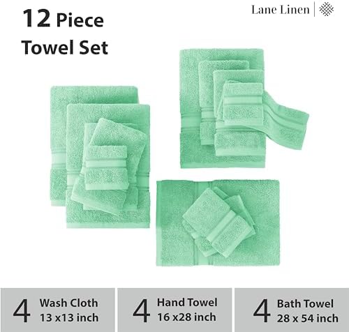 LANE LINEN Luxury 12-Piece Bath Towel Set