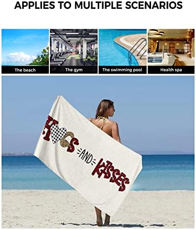 Boanket Valentines Day 3 Piece Towel Set with Leopard Plaid and Lettering
