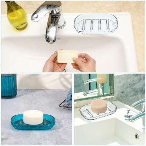 Qianyu 2 Pcs Clear Soap Saver Holder for Bathroom and Kitchen