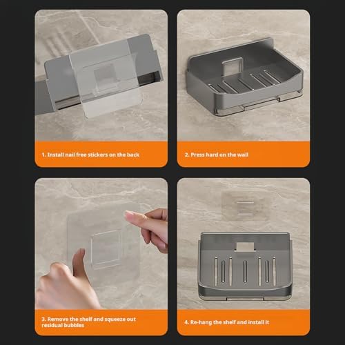 2Pcs Wall Mounted Soap Dish with Drip Tray and Anti-Slip Design