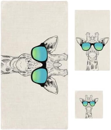 Smile Sunflower 3 Pcs Bath Towels Set with Giraffe Pattern