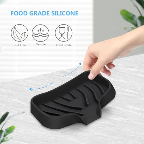 KIACFFH Silicone Soap Holder for Kitchen Sink and Bathroom