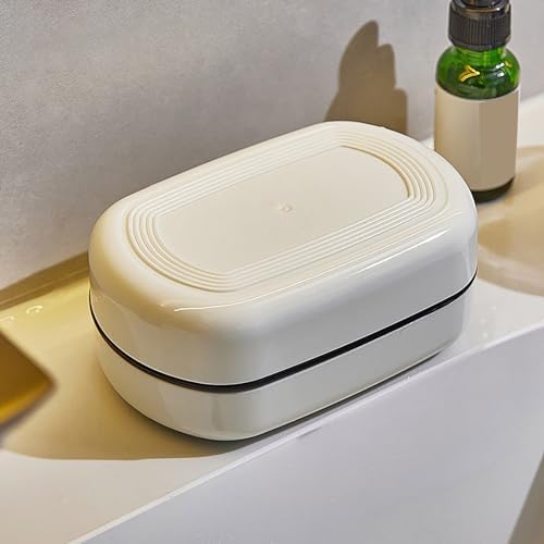 Portable Soap Organizer Double-Layer Drainage Dish with Lid