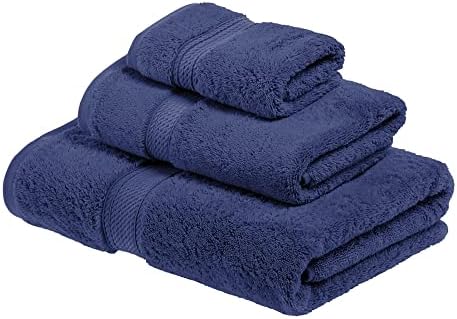 Superior Egyptian Cotton Pile 3 Piece Towel Set Navy Blue