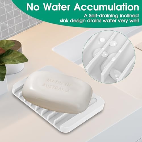 3PCS Self Draining Silicone Soap Holder for Bathtub Shower Kitchen