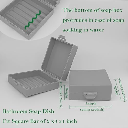 Elimeta Square Soap Dish Holder for Travel with Lid