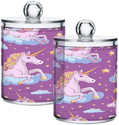 YETTASBIN Unicorns Clear Plastic Storage Jars 2 Pack 1
