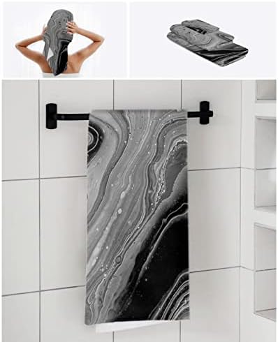 Shine-Home Black Grey Microfiber Towel Set