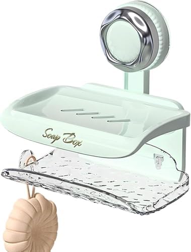 Suction Soap Holder - Double Tray Green Wall Mount