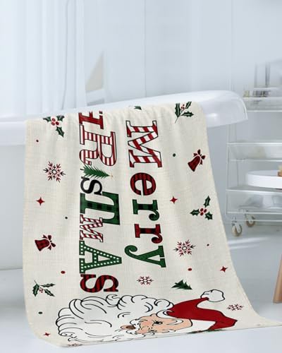 Christmas Bath Towels Set of 3 - Santa Pattern