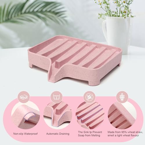 3PCS Self Draining Soap Dish and Tray for Bathroom Sink