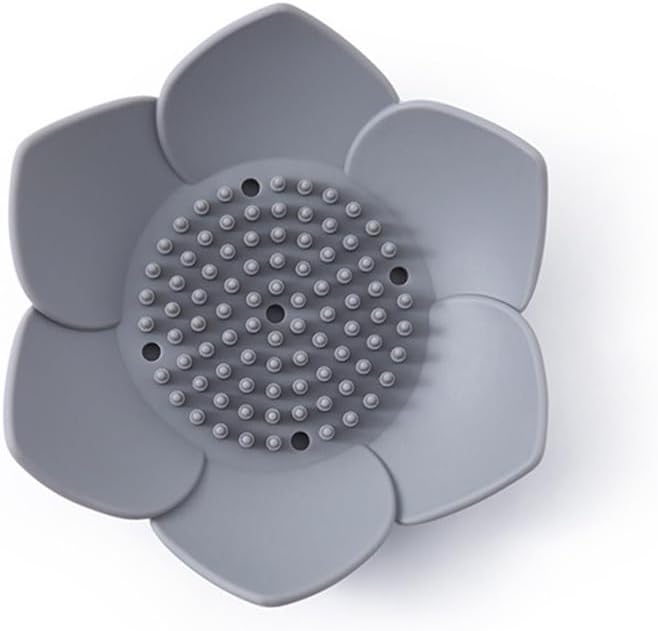 AKOAK Non-Slip Silicone Soap Dish with Lotus Design