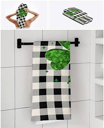 ZOE GARDEN Black White Buffalo Plaid Towel Set 1