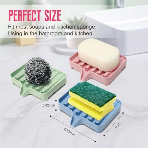 3PCS Self Draining Soap Dish and Tray for Bathroom Sink