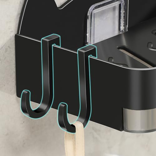Whimsical Cat Soap Dish with 4 Hooks - Wall Mount Holder