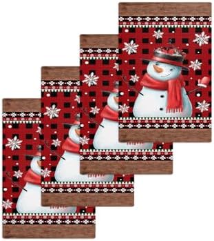 Falaniique Xmas Snowman Waffle Towel Set of 4