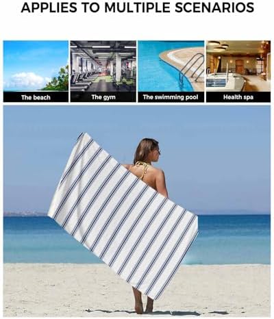 Edwiinsa Blue Stripes Bath Towel Set 3 Pack