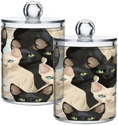 YETTASBIN Cat Clear Storage Jars 2 Pack for Bathroom Vanity Organization