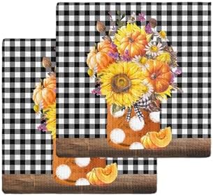 Falaniique Waffle Towel Set of 2 Black White