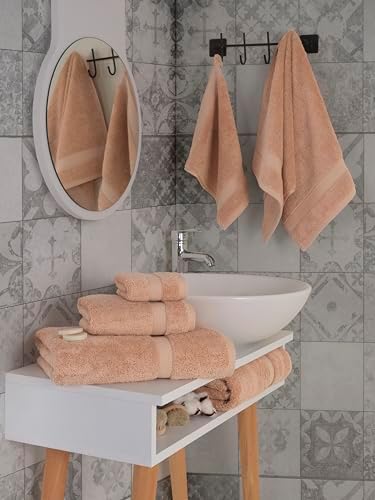 TrendShine Turkish Cotton Towel Set of 6 - Soft Absorbent Bath Towels