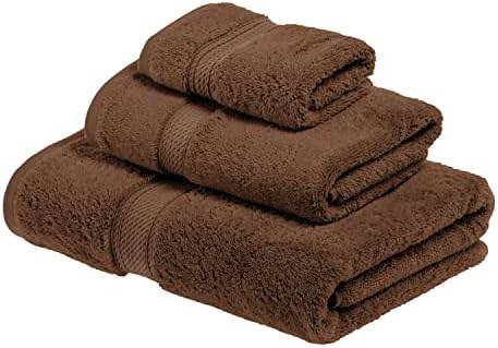 Superior Egyptian Cotton Pile 3 Piece Towel Set in Chocolate