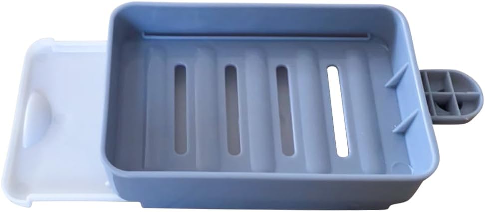 Wall Mount Soap Dish with Drainer Tray Grey