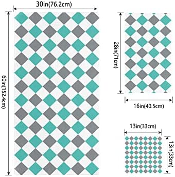 Summer Teal Green Grey Diamond Lattice Abstract Towel Set for Bathroom