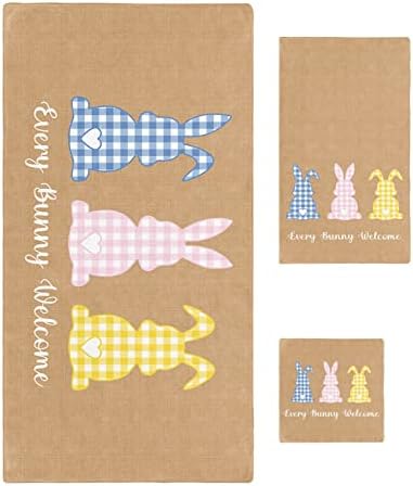 ZOE GARDEN Easter Bunny Plaid Towel Set 1