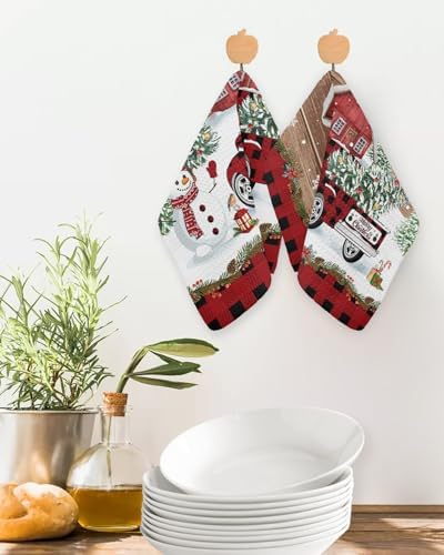 Falaniique Christmas Red Waffle Towel Set of 2